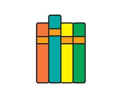 illustration of a library theme icon with books arranged on shelves vector