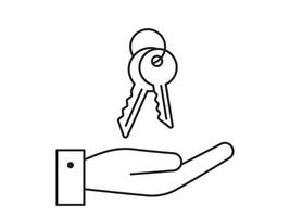 Key icon for house representation, isolated against a white background. This simple symbol evokes a sense of warmth and security, embodying the concept of home. vector