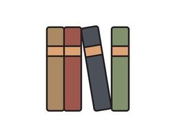 illustration of a library theme icon with books arranged on shelves vector