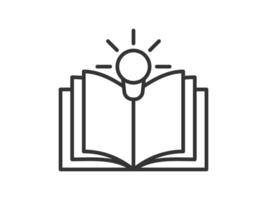 Library theme icon with book with light bulb. illustration vector