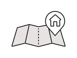 Within a flat-style depiction, a location marker distinguishes itself on an urban map, denoting a precise spot vector