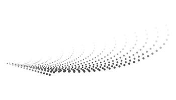 Dotted halftone wave. Abstract liquid shape, wave effect dotted gradient texture wave isolated symbol. Halftone graphic dots wave. Wave dotted halftone, creative shape abstract vector