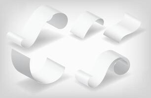 Payment check and receipts with shadows. Set of curved financial paper, purchase invoice. Buying, bill or calculate pay. Receipt the seller forms vector