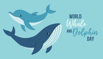 World Whale and Dolphin Day. Holiday concept. Template for background, banner, card, poster with text inscription. vector