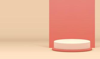 Beige pastel 3d showroom cylinder podium pedestal for product show realistic illustration vector