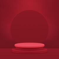 Red fashion 3d podium pedestal trendy display for presentation realistic illustration vector