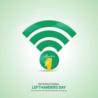 international Lefthanders Day Crative Ads Design. Lefthanders Day handwriting icon isolated on Template for background. Lefthanders Poster, , illustration, August 13. Important day vector