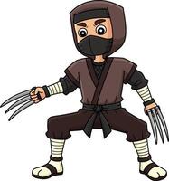 Ninja with Claws Cartoon Colored Clipart I vector