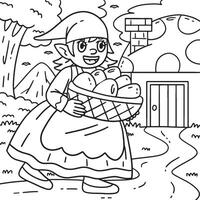 Gnome with Basket of Eggs Coloring Page for Kids vector