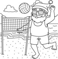 Navidad en julio Papa Noel jugando playa vóleibol vector