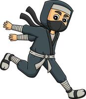 Ninja Running Cartoon Colored Clipart Illustration vector
