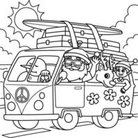Christmas in July Santa in a Summer Van Coloring vector