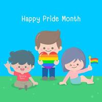 Kid hand drawn cute cartoon colorful happy pride month vector