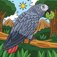africano gris loro pájaro de colores dibujos animados vector