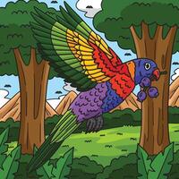 loriini pájaro de colores dibujos animados ilustración vector