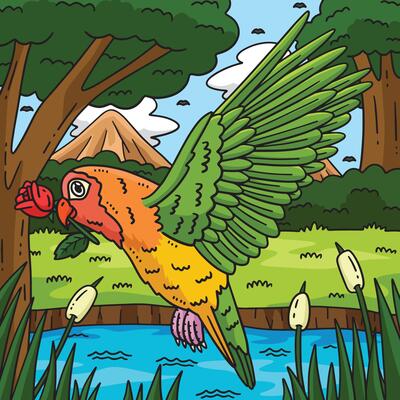 Lovebird Animal Colored Cartoon Illustration