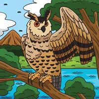 eurasiático águila búho de colores dibujos animados ilustración vector