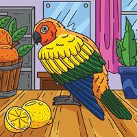 conure pájaro de colores dibujos animados ilustración vector