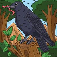 cuervo pájaro de colores dibujos animados ilustración vector