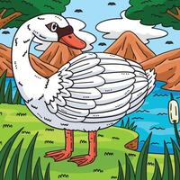 White Swan Bird Colored Cartoon Illustration vector