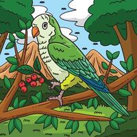 monje perico pájaro de colores dibujos animados ilustración vector