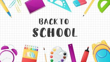 Back to school banner, background concept with school supplies. Education elements frame. vector