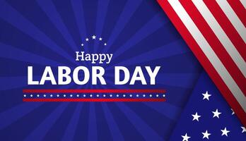 Labor Day celebration banner design concept with american flag and stars on blue background. Happy Labor Day greeting card for holiday vector