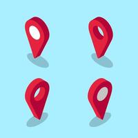 Set of isometric location icons on blue background vector