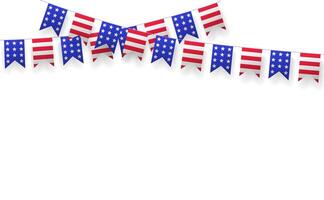 USA Independence Day background with patriotic bunting flags on white vector