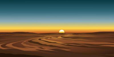 Empty desert sunset sky background vector