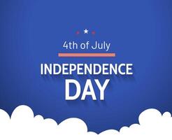 4th of July. USA Independence Day celebration banner design with text on blue background and clouds vector