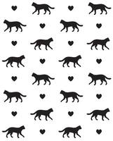 Seamless pattern of cat and heart vector