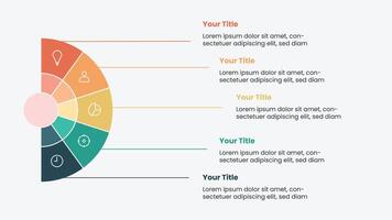 Modern infographic template with icons. Circle shape business presentation. Circular flowchart for company pitch deck. vector