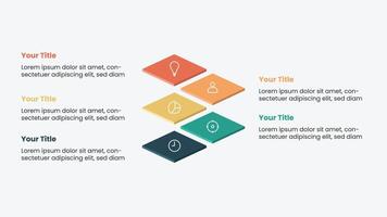 Modern infographic template with icons. Rhombus shape business presentation. Rhombus flowchart for company pitch deck. vector