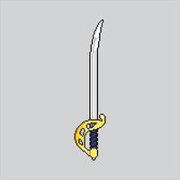 Pixel art illustration Cutlass. Pixelated pirate sword. Cutlass pirate sword pixelated for the pixel art game and icon for website and game. old school retro. vector