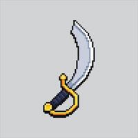 Pixel art illustration Cutlass. Pixelated pirate sword. Cutlass pirate sword pixelated for the pixel art game and icon for website and game. old school retro. vector