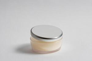 The beautiful mockup showcases good cosmetic packaging for cream containers, emphasizing future cosmetic innovations. photo