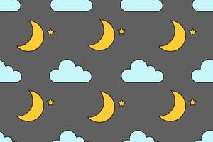 Pattern of the moon and clouds. vector