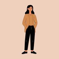 mujer emprendedora oficina trabajador plano personaje vector