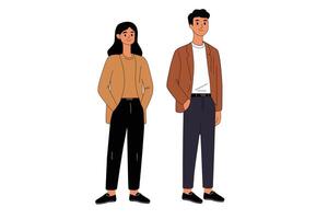 A pair of office working entrepreneurs with flat characters vector