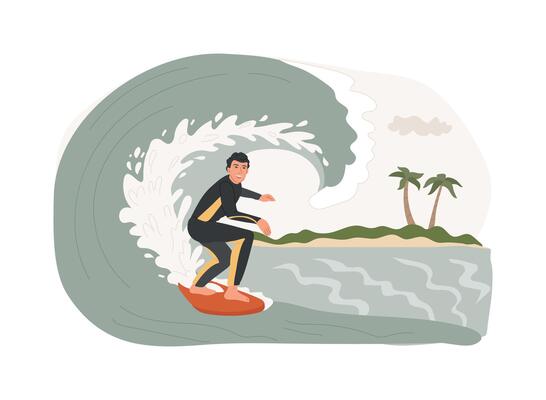 Surfing isolated concept illustration.