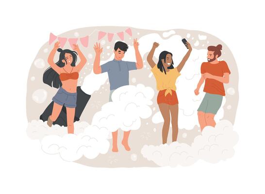 Foam party isolated concept illustration.