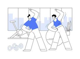 Training together isolated cartoon illustrations. vector