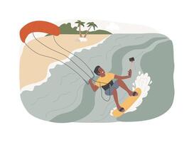 Kitesurfing isolated concept illustration. vector