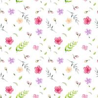 Collage contemporary seamless pattern. Cute floral pattern with small flowers and leafs. Collage contemporary seamless pattern. realistic cartoon style pattern. Minimalism on write background vector