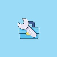 PrintTool box illustration on blue background, tool box icon. vector