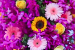 background of beautifully arranged flower and bright colors is backdrop for flower in beautifully arranged garden at flower festival. Beautiful colorful background with Copy Space for inserting text. photo