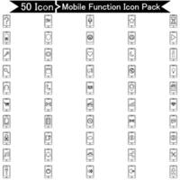 Mobile Function Line Icon set vector