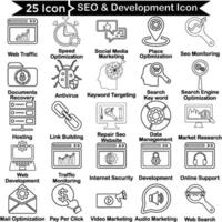 SEO and Development Line Icon Set vector