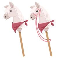 Set of two toy horse heads for hobbyhorsing vector